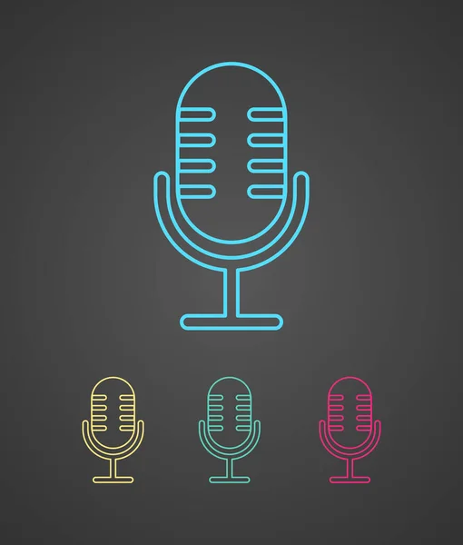 Işık arkaplan üzerinde renkli vektör simgeleri retro mikrofon kümesi.