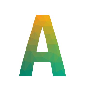 A alfabesindeki düşük poli harflerinin vektör çizimi. Hafif bir arkaplanda yapılmış.