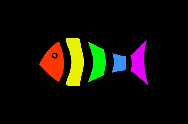 Koyu arkaplanda renkli balıkların vektör çizimi.