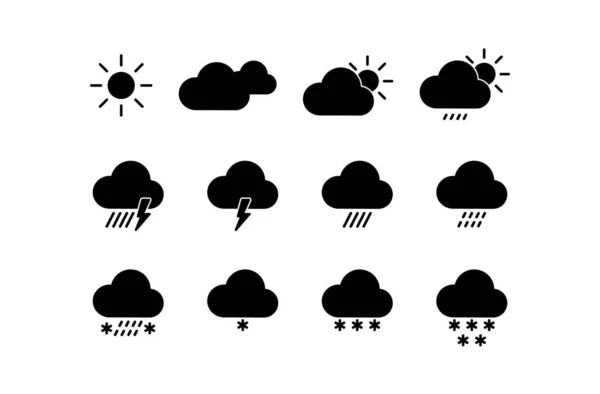 Set Vector Weather Icons Light Background — Stock Vector