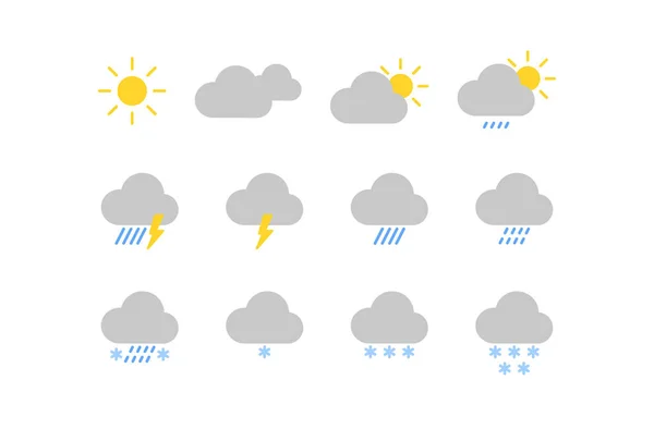 Işık arkaplan üzerinde vektör hava simgeleri kümesi.