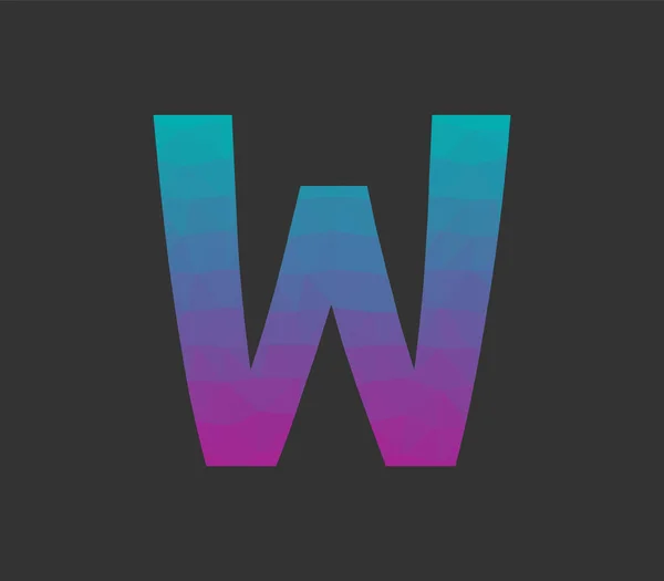 W alfabesindeki düşük poli harflerinin koyu arkaplanda vektör çizimi..