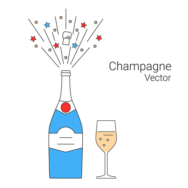 Vector fles champagne explosie — Stockvector