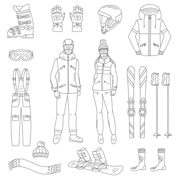 Набор значков для лыж и сноубордов — стоковый вектор