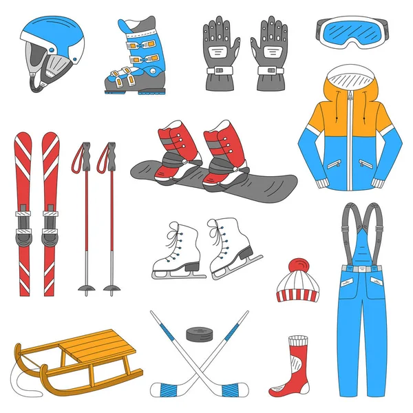 Kış spor koleksiyonu — Stok Vektör