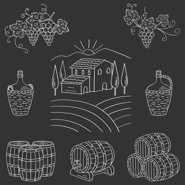 Wijngaard boerderij Tsjechische landschap vectorillustratie — Stockvector