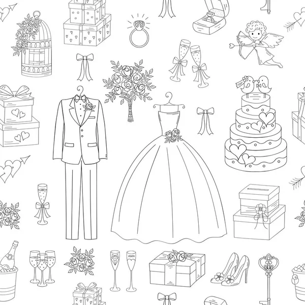 Vecteur de mariage fond sans couture — Image vectorielle