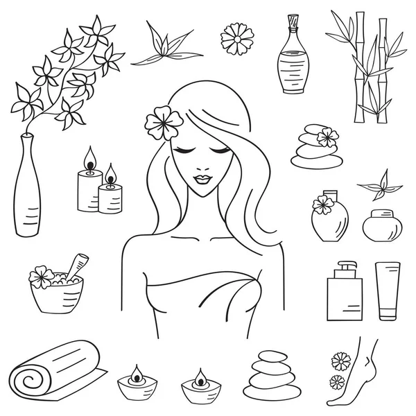 Ilustraciones vectoriales de tratamiento de spa hermosa mujer — Archivo Imágenes Vectoriales