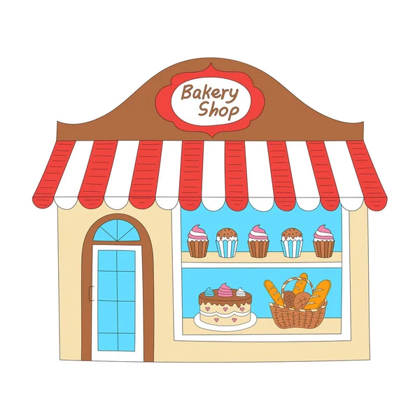 Panadería tienda edificio vector ilustración . — Vector de stock