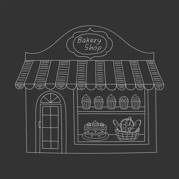 Panadería tienda edificio vector ilustración . — Vector de stock