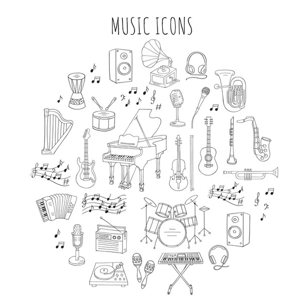 Instrumentos musicales y símbolos . — Vector de stock