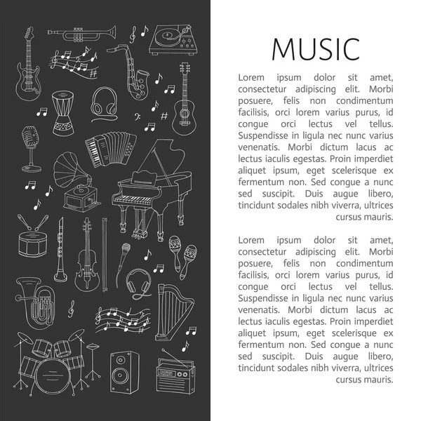 Instrumentos musicales y símbolos — Vector de stock