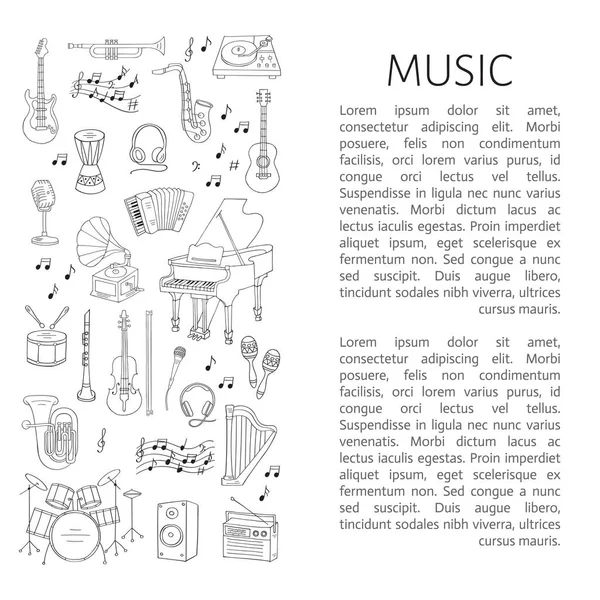 Instrumentos musicales y símbolos — Vector de stock