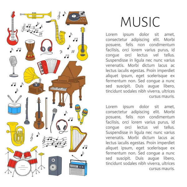 Instrumentos e símbolos musicais . —  Vetores de Stock