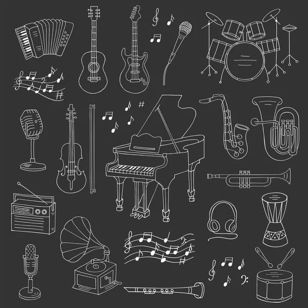 Instrumentos musicales y símbolos — Vector de stock