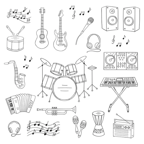 Instrumentos musicales y símbolos — Vector de stock