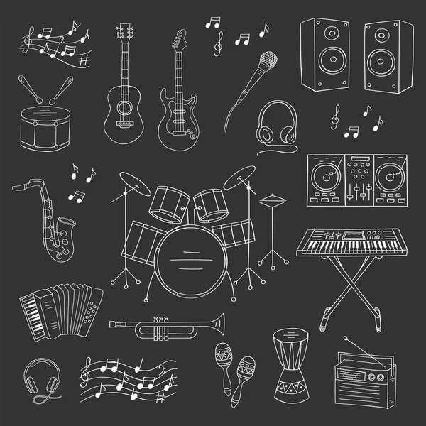 Instrumentos musicales y símbolos — Vector de stock