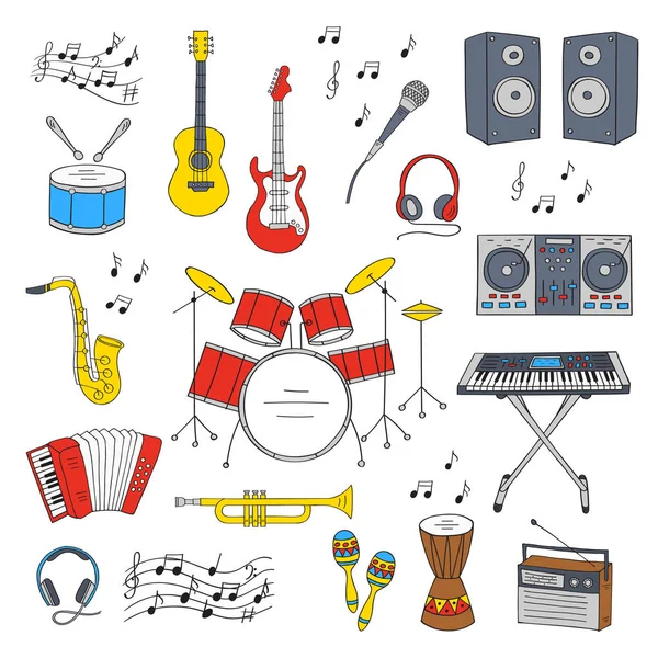 Музыкальные инструменты и символы — стоковый вектор