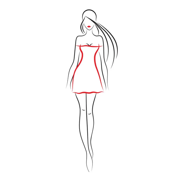 Modelo de moda dibujo vector ilustración — Vector de stock