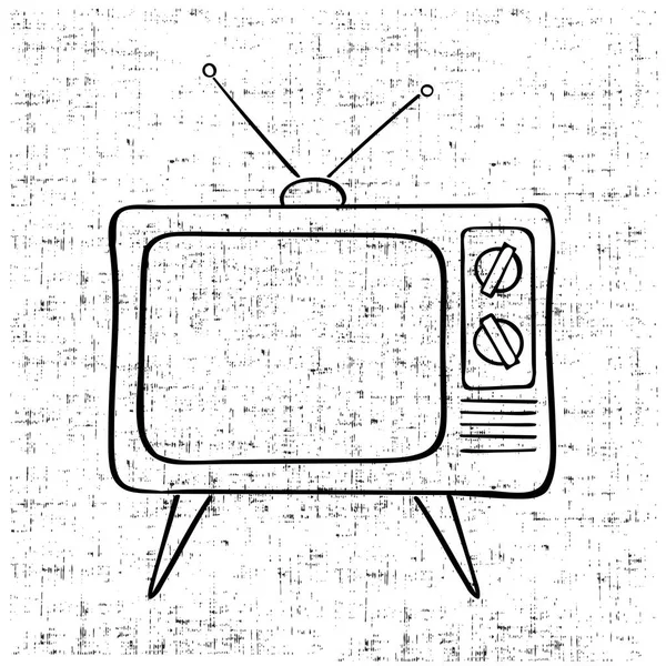 Old tv set hand drawn vector illustration. Vintage grunge background. — Stock Vector