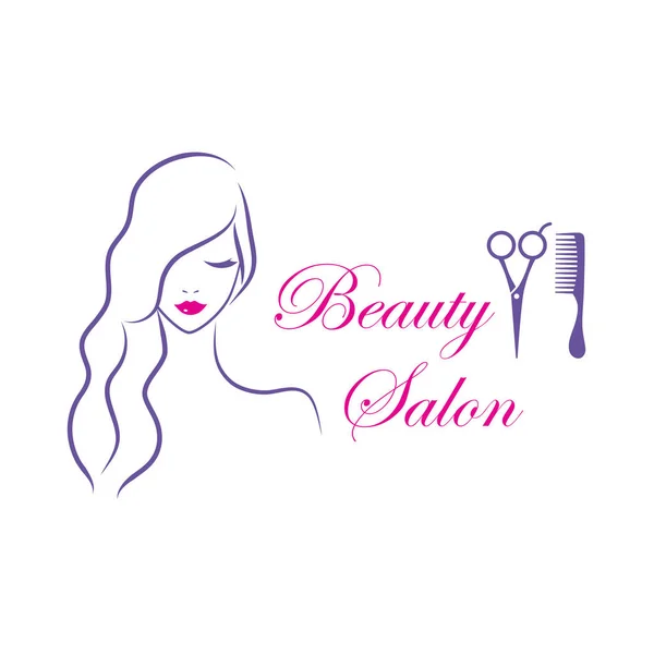 Mooie vrouw vector logo sjabloon voor kapsalon, schoonheidssalon, cosmetische ingrepen, spa center. — Stockvector