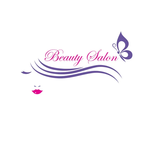 Beautiful woman face vector logo template for hair salon, beauty salon, cosmetic procedures, spa center. — Stock Vector