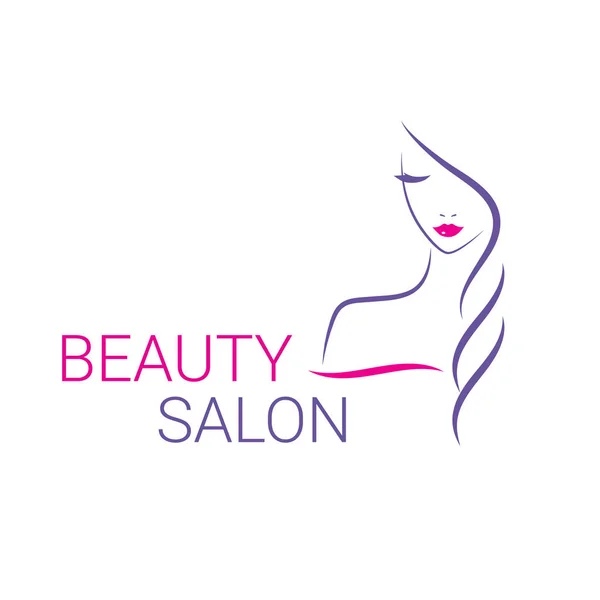 Mooie vrouw vector logo sjabloon voor kapsalon, schoonheidssalon, cosmetische ingrepen, spa center. — Stockvector