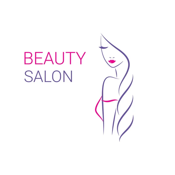 Mooie vrouw vector logo sjabloon voor kapsalon, schoonheidssalon, cosmetische ingrepen, spa center. — Stockvector