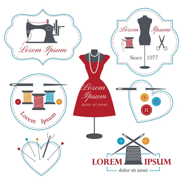 Set of tailor labels, badges and emblems . Tailor shop design elements vector. Royalty Free Stock Illustrations