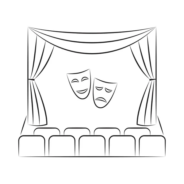 Modelo de logotipo de palco de teatro . —  Vetores de Stock
