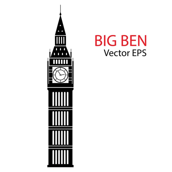 Vektor Illustration von Big Ben Tower, London. isoliert auf weißem Hintergrund. — Stockvektor