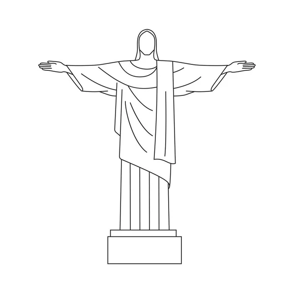 Vektor-Liniensymbol von Christus dem Erlöser, Rio de Janeiro, Brasilien — Stockvektor