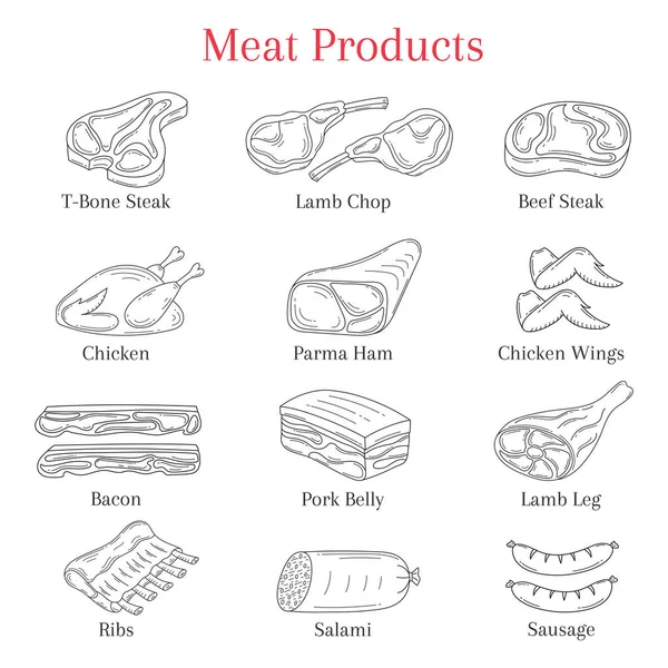 肉製品のベクトル イラスト — ストックベクタ