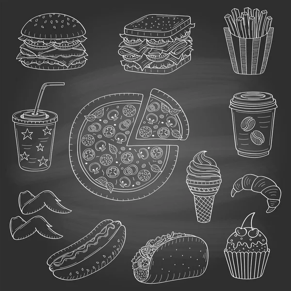 Vector hand getekende illustratie van fast food — Stockvector