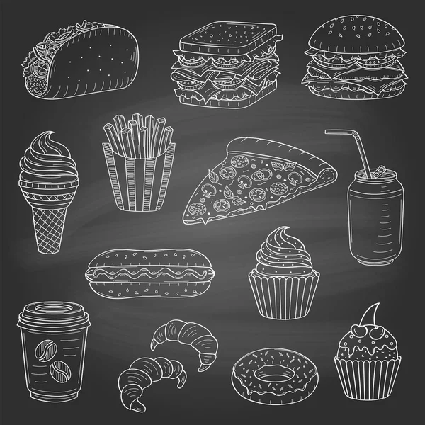 Vector ilustración dibujada a mano de comida rápida — Archivo Imágenes Vectoriales