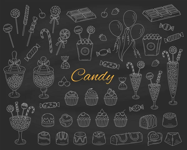 Candy set vettoriale disegnato a mano scarabocchio illustrazione . — Vettoriale Stock