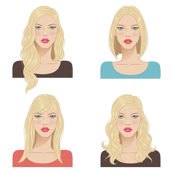 Hermosas mujeres rubias, ilustración vectorial . — Vector de stock