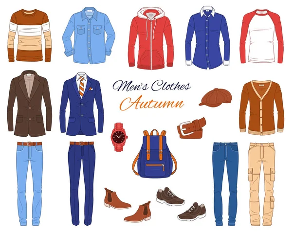 Мужская мода, одежда и аксессуары, векторная иллюстрация Лицензионные Стоковые Иллюстрации