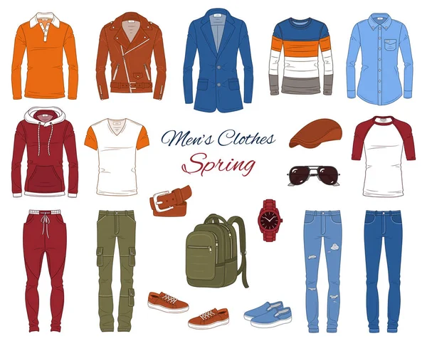 Heren Fashion set, kleding en accessoires, vector illustratie Stockillustratie