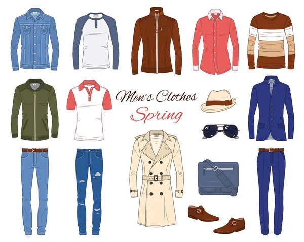 Moda masculina, roupas e acessórios, ilustração vetorial Gráficos Vetores