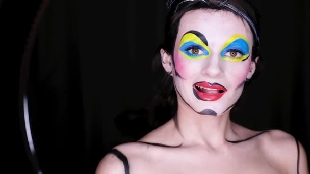 Girl with makeup pop art — Stock Video