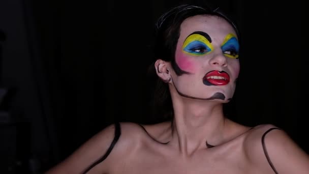 Girl with makeup pop art — Stock Video