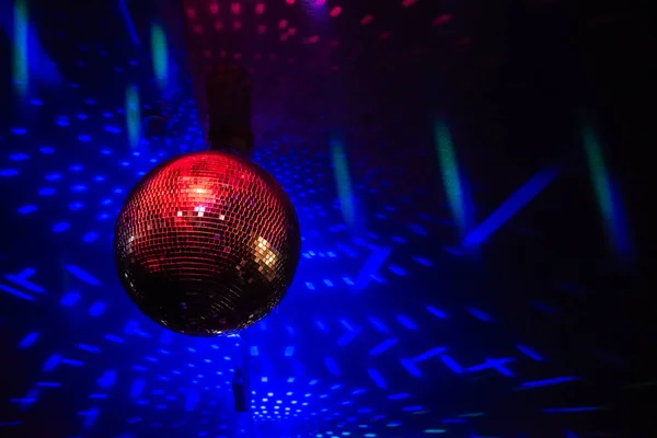 Disco Labda Fényes Csillogó Sugarak Éjszakai Party Háttér — Stock Fotó