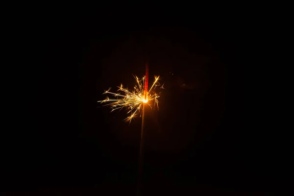 Close View Burning Sparkler Black Background — Stock Photo, Image