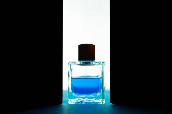 Close View Transparent Bottle Male Perfume Cosmetics Concept — Stock Photo, Image