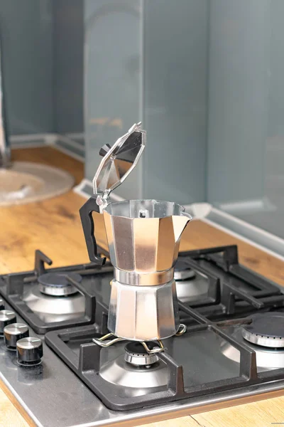 Close View Coffee Maker Stove Kitchen — 스톡 사진