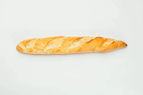 Nahaufnahme Von Köstlichen Frischen Hausgemachten Baguette Auf Weißem Hintergrund — Stockfoto