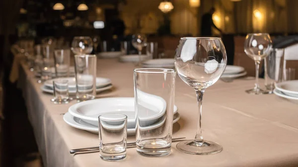 Selective Focus Served Table Celebration Restaurant — Stock Photo, Image