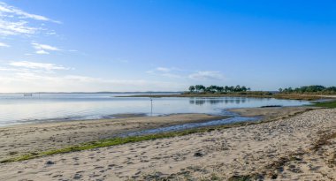 Andernos les Bains plajı manzarası, Gironde, Fransa