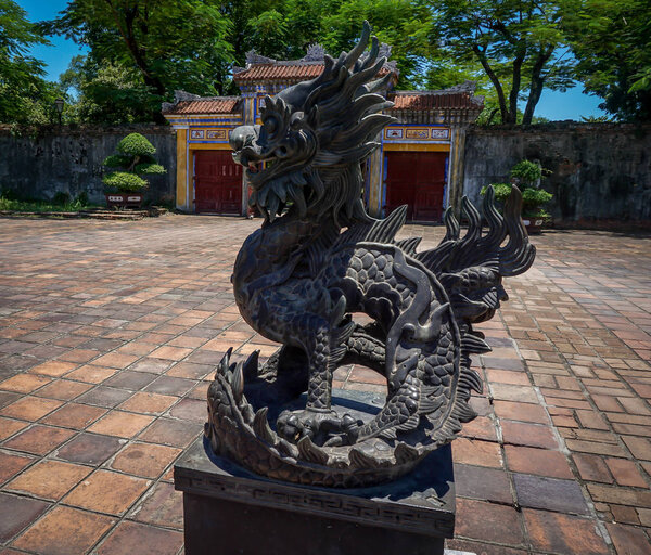 Old Dragon Statue Sculpture, Imperial City of Hue, Vietnam